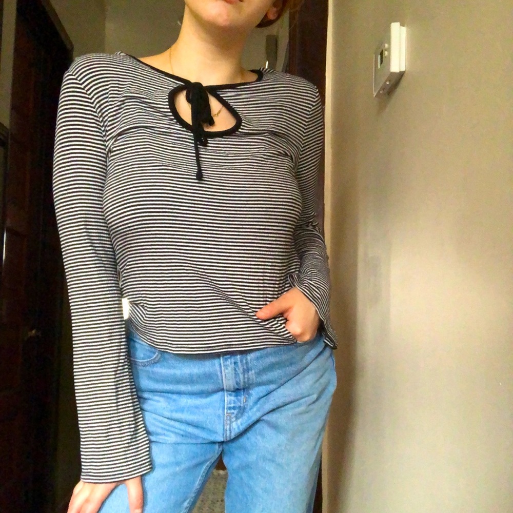 Striped bell sleeve top